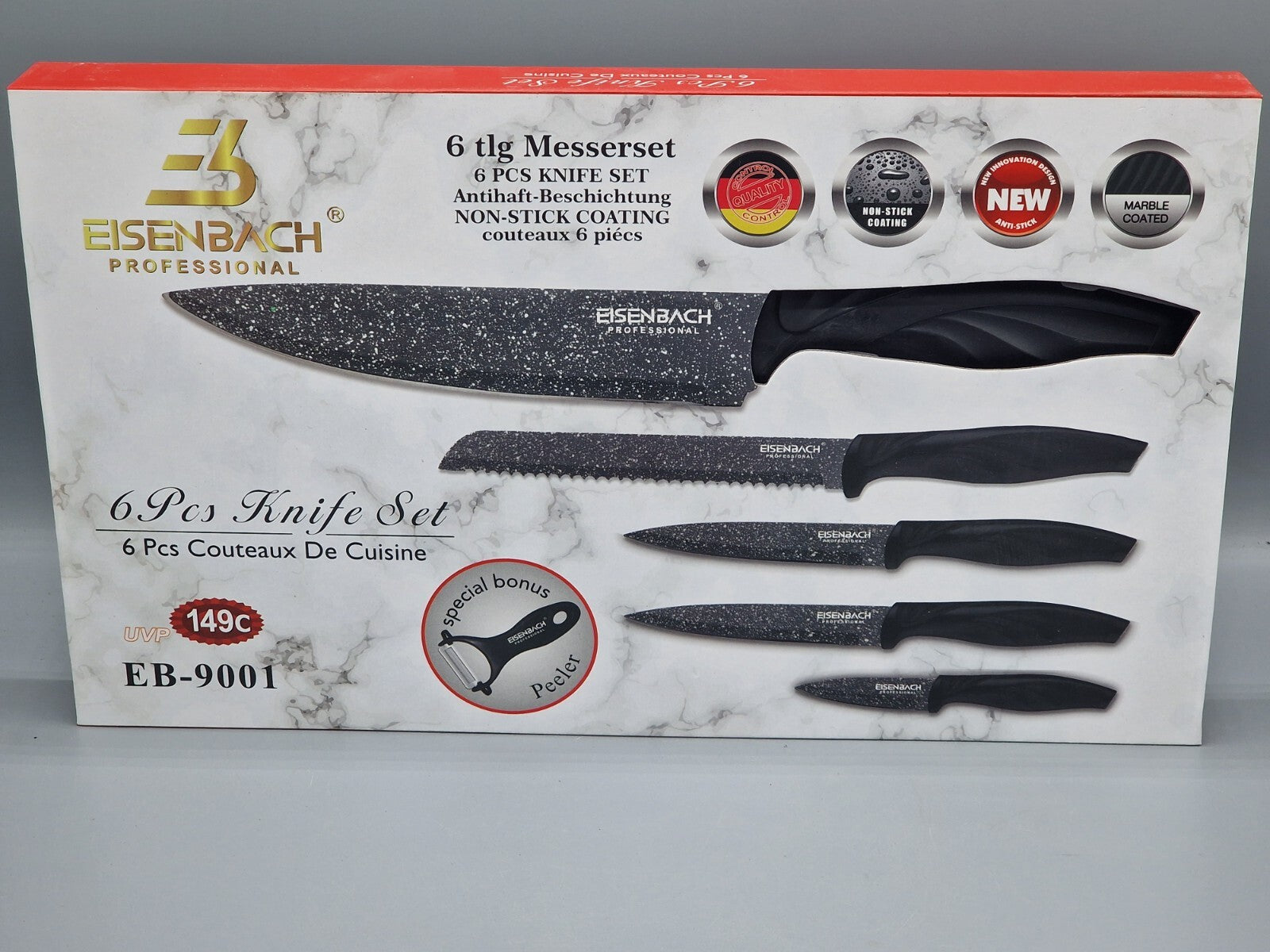 Eisenbach EB-9001 6-tlg Messerset Edelstahl Antihaft Küchenmesser B5