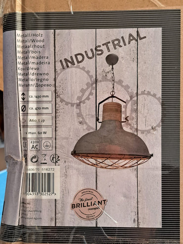 Industrial Brilliant, Design Deckenlampe, 470 mm Durchmesser, Metall/Holz, Rund