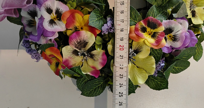 TEWA Türkranz Stiefmütterchen Blumenkranz 25 cm Rosa Lila Frühlingsdeko B3