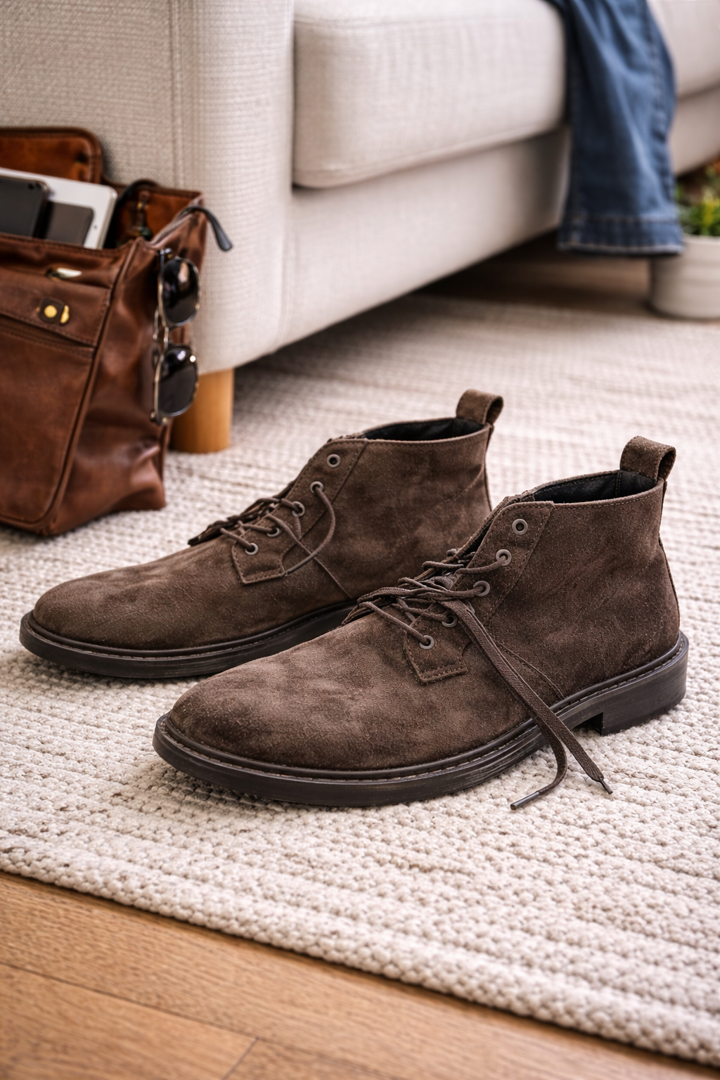 AllSaints High Top Boots Herren Lace Up Braun Gr. 43 Stiefel