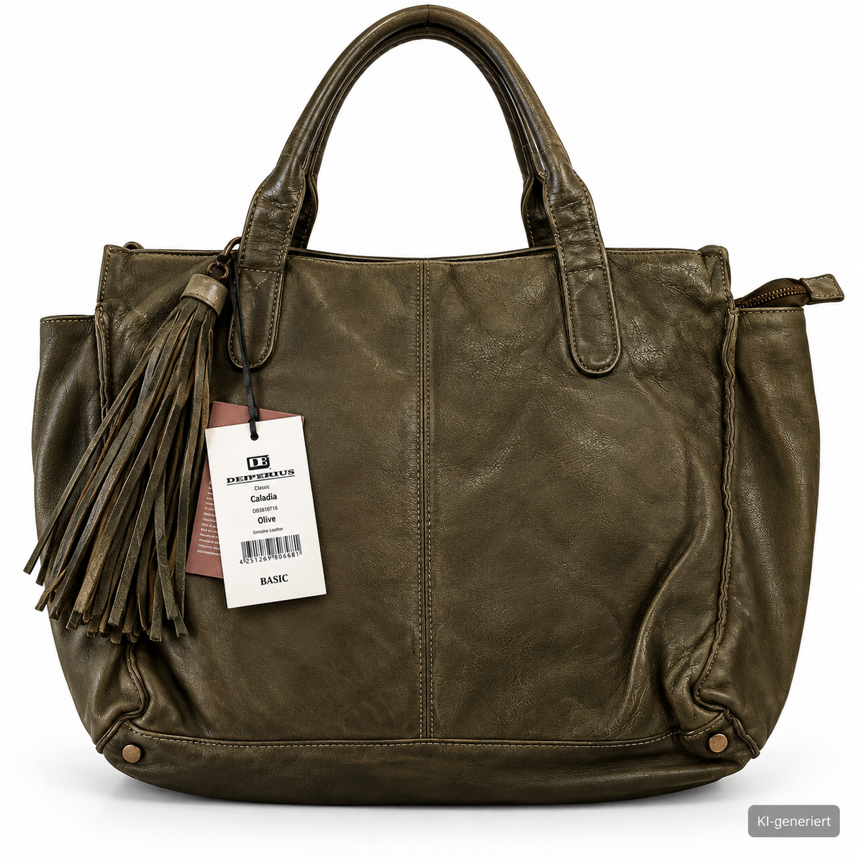 Desiderius Caladia Damen Ledertasche Olive Echtleder Shopper Schultertasche H2