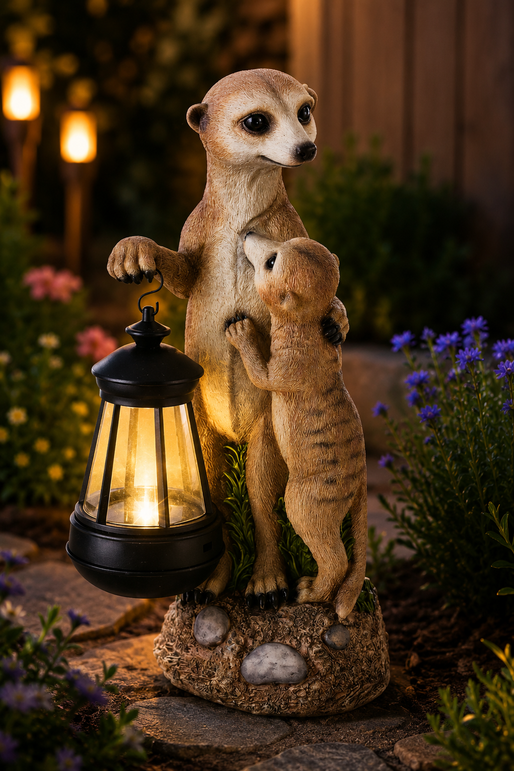 EASYmaxx Solar LED Erdmännchen Familie Gartenfigur Leuchte Deko Solarlicht A33
