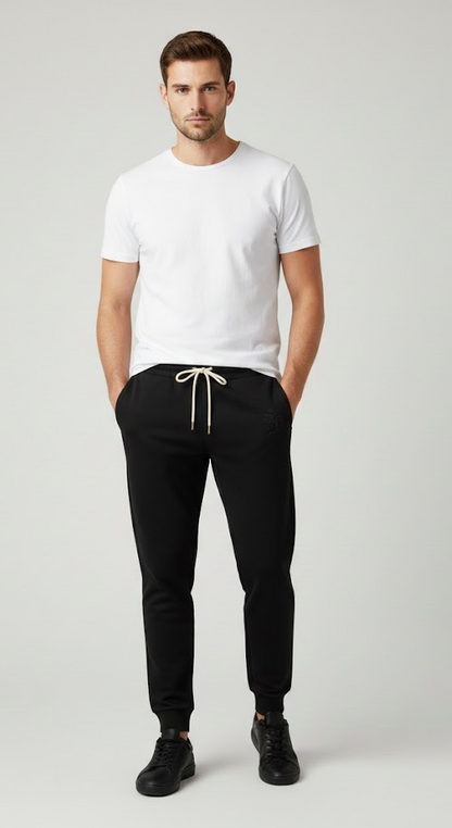 Strandfein Menswear Sweathose Elastisch Schwarz Herren Größe S D3