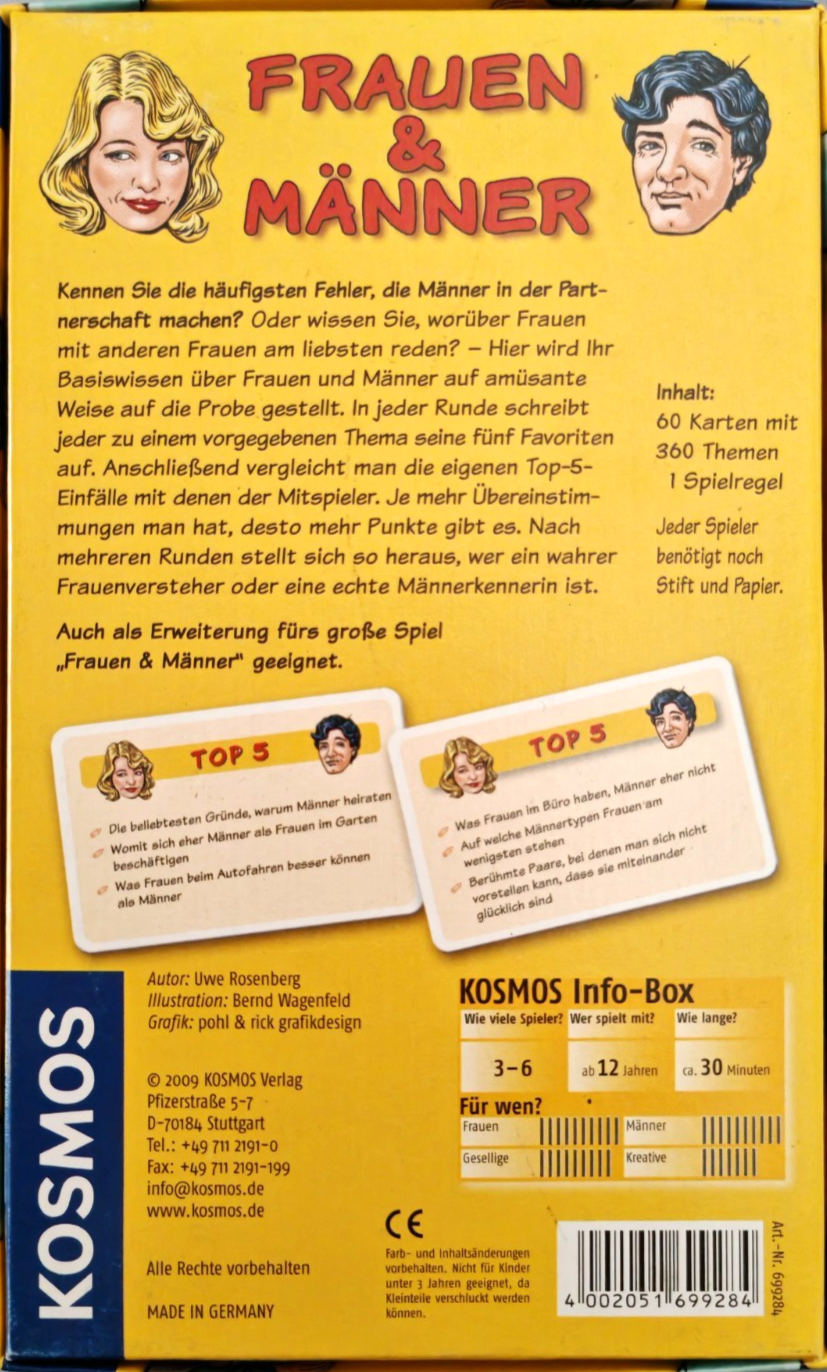 KOSMOS Frauen & Männer Uwe Rosenberg Partyspiel Kartenspiel 699284 ab 12 D4