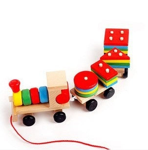 Holzzug, dreiteiliger Traktor, Spielzeug, Kinder Intelligenz Puzzle Spielzeug, Lernspielzeug