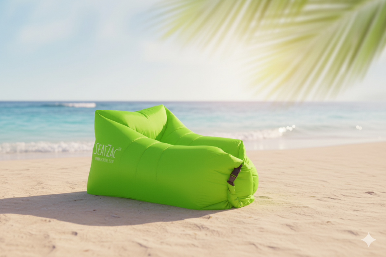 SeatZac Air Lounger, Selbstaufblasbarer Sitzsack, Integrierter Powerbank