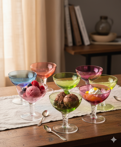 11x  Bunte Antiquitäten Gläser, Cocktailgläser + 1x Glasschale