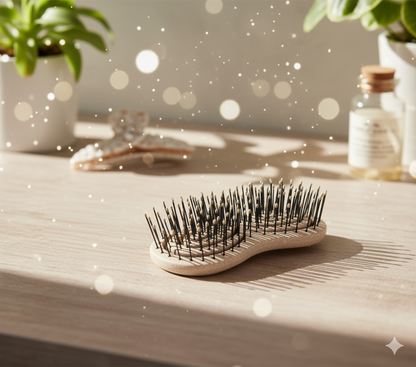 CHIARA AMBRA® Mini Bio Haarbürste mit Stroh - Beige