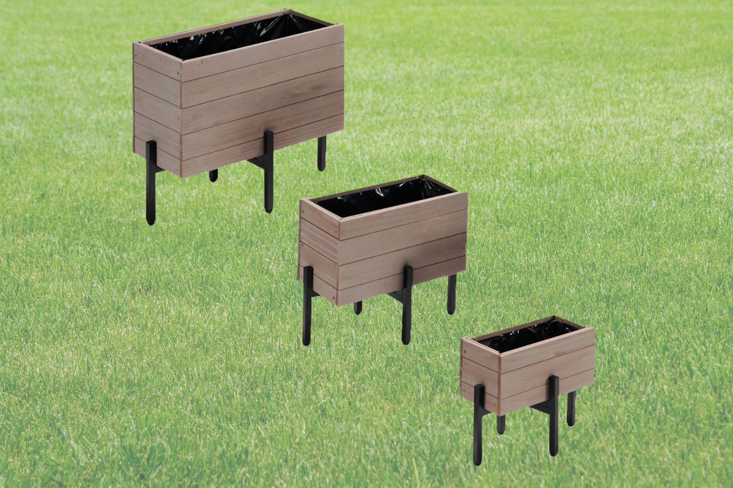Tchibo Blumenkasten, 3er Set, Grau, Tanne