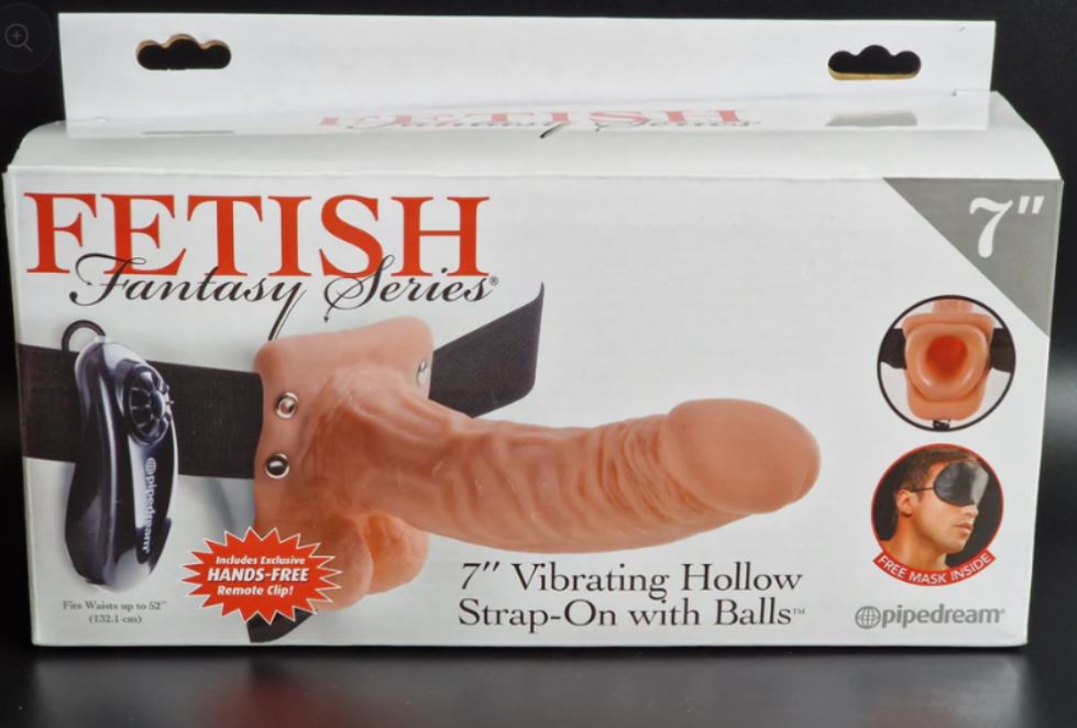 Fetish Fantasy Series 7" Vibrating Hollow Strap-On with Balls