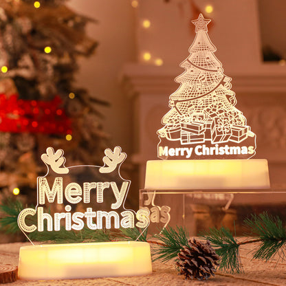 „3D LED Acryl-Nachtlicht – Weihnachtsdekoration, Geschenk für Kinder, Silvester, Valentinstag, Weihnachtsornamente“