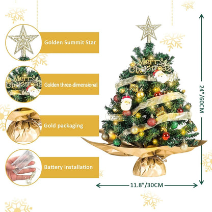 „Mini-Weihnachtsbaum mit LED-Lichtern – kleine künstliche Weihnachtsbaumdekoration“