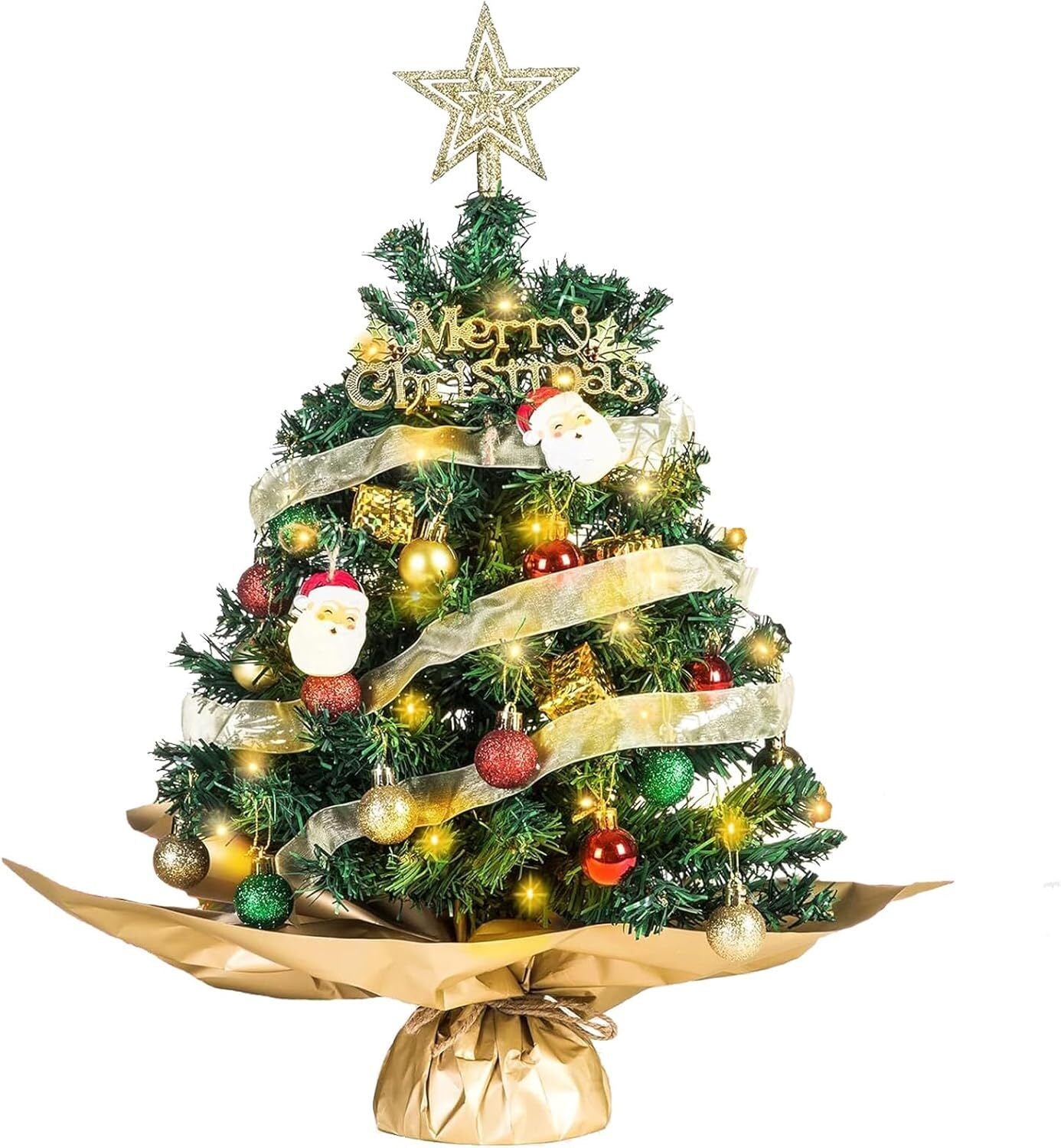 „Mini-Weihnachtsbaum mit LED-Lichtern – kleine künstliche Weihnachtsbaumdekoration“