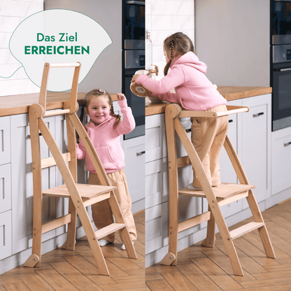 Holz Lernleiter Montessori: Hocker für Kinder - Graphit