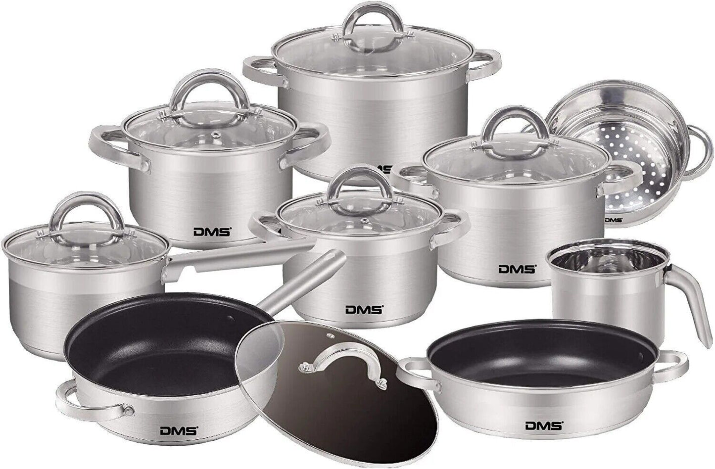 DMS TSE2015C 15-Teilig Topfset mit Glasdeckel