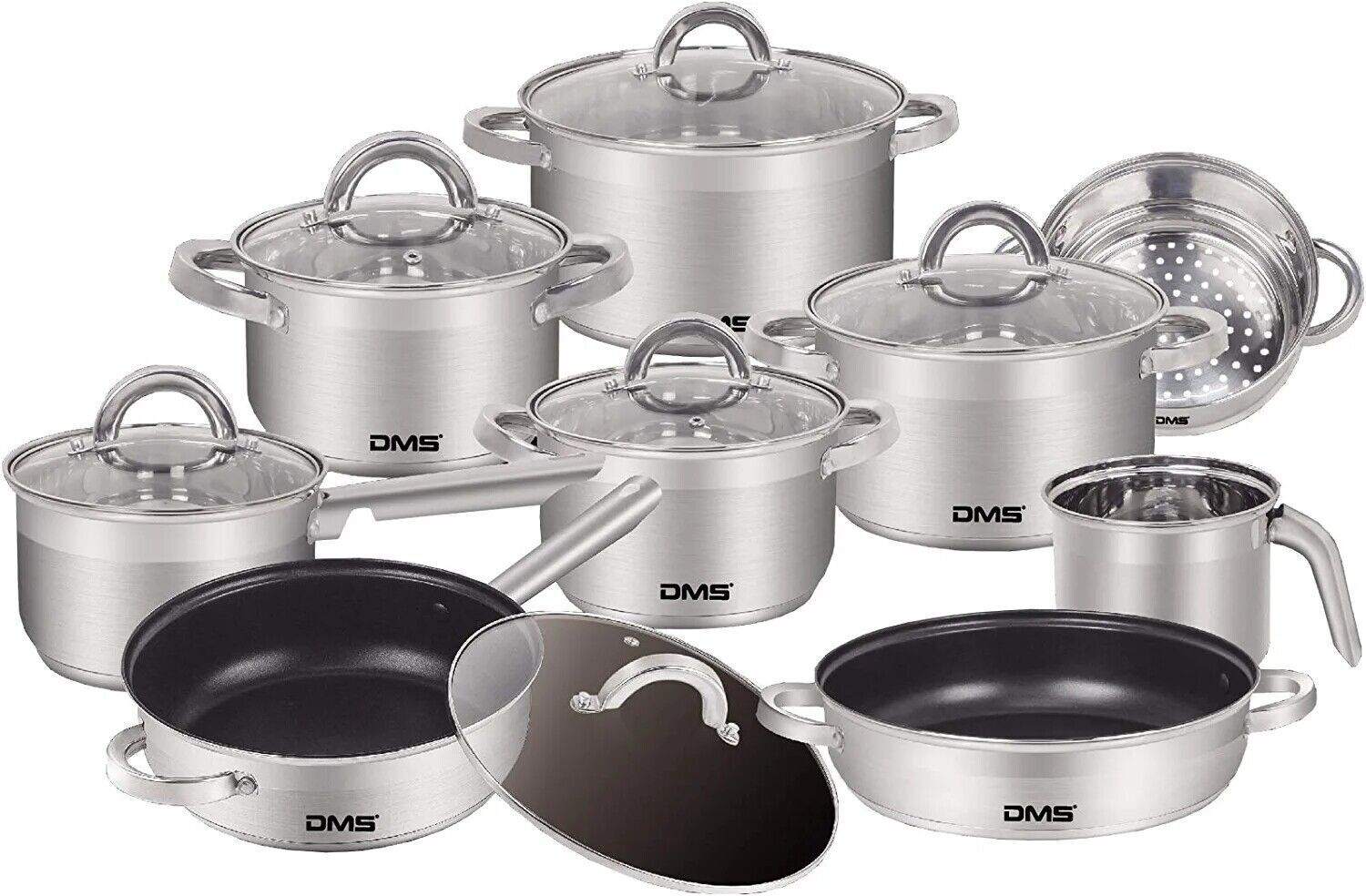DMS TSE2015C 15-Teilig Topfset mit Glasdeckel