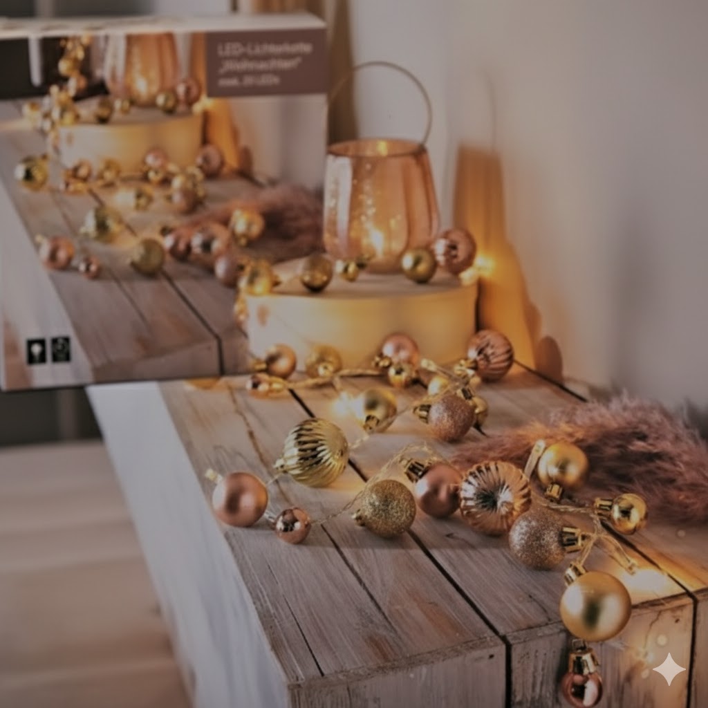 LED-Lichterkette "Weichnachten" Rosé, 20 LED´s, Dekoration