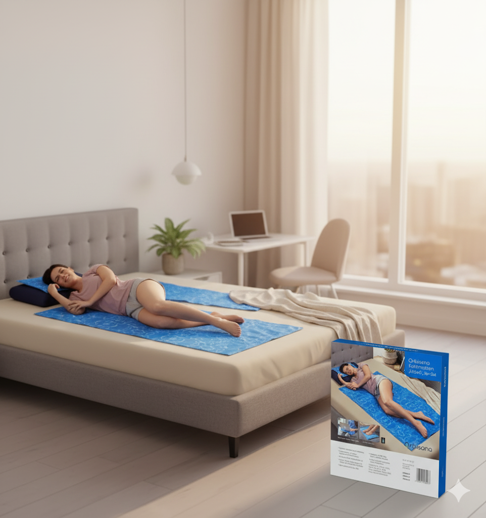 Orbisana Kühlmatten "Wave", Gelfüllung 90x140 cm + 30x40 cm Blau 2er-Set