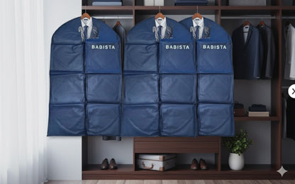 3x BABISTA, Kleidersack, Kleiderschutz, Stoff, Reißverschluss, Blau