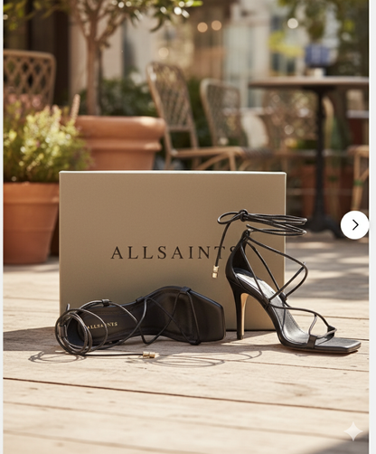 Allsaints Alice - Strappy - Goat Leather, Damenschuhe, Schwarz, Größe 37