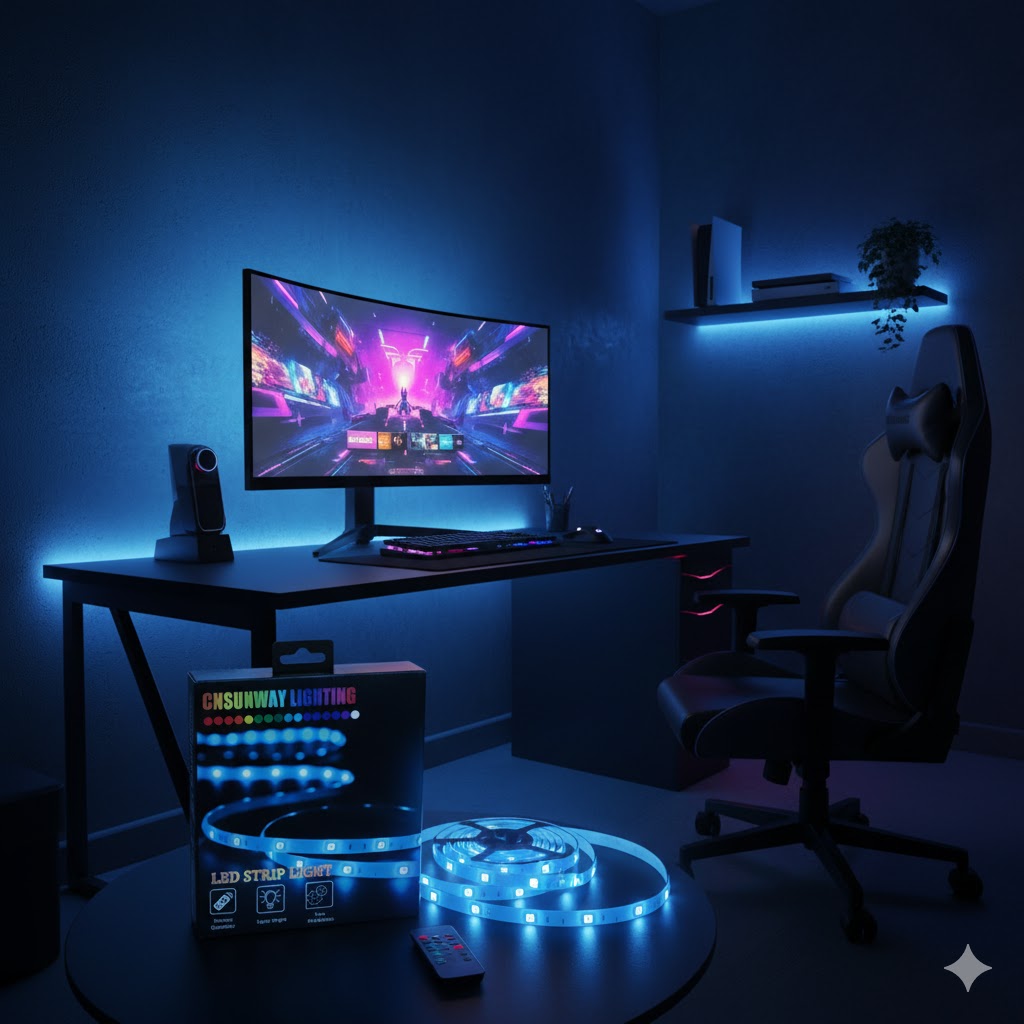 CNSUNWAY LED Strip Light RGB 5M Farbwechsel mit Fernbedienung ✅