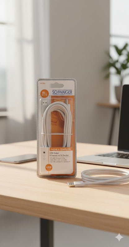 Schwaiger CK 1555 USB Kabel B-Stecker auf A-Stecker 5 Meter