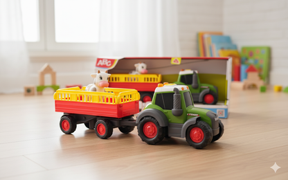 Dickie Toys Fendti Animal Trailer Kuh, Traktor mit Anhänger