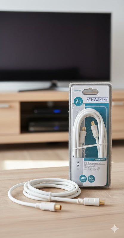 Schwaiger KVKHQ 30 IEC Anschlusskabel 3 Meter 90dB 2x Shielded