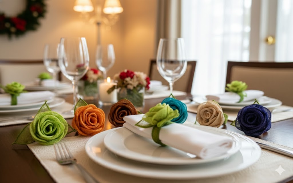 Creation Walter Rupp – 7 Serviettenringe mit Rosen, Sammler-Edition