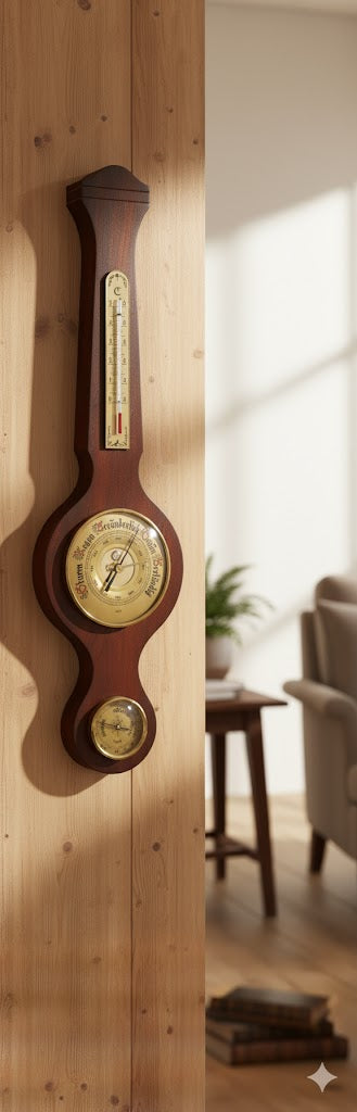 Alte Wetterstation Barometer Holz Selten Rarität für Sammler Vintage
