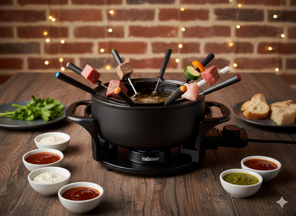 TRISTAR elektrisches Fondue Set bis 8 Personen schwarz 1,5 Ltr 1000 W Antihaft