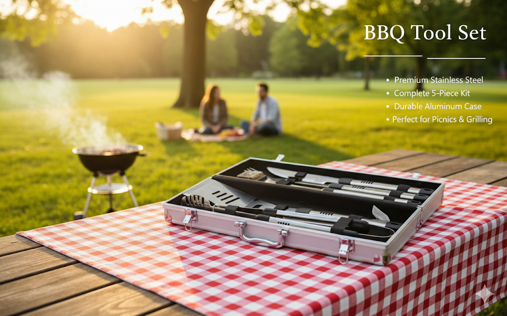 Activa Mastercook, Edelstahl-Grillbesteck im Koffer