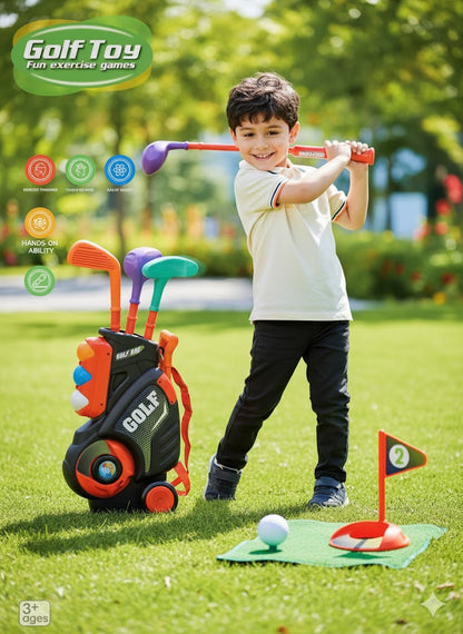 HYAKIDS Golf Set Spielzeug für Kinder mit 4 bunten Golfschläger 8 Golfbälle 2 Pr