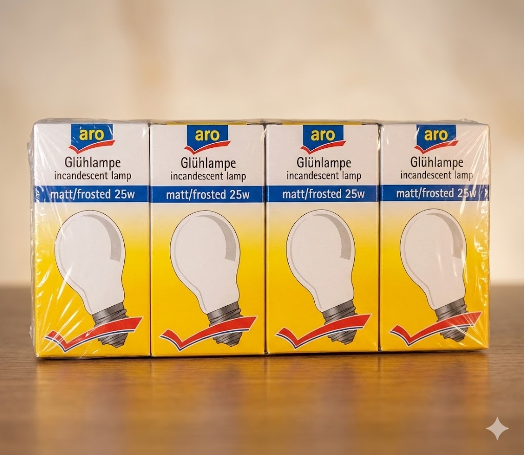 Aro Glühlampen 4er Set 25W E27 Matt Kaltweiß 230V Leuchtmittel