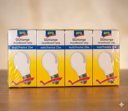 Aro Glühlampen 4er Set 25W E27 Matt Kaltweiß 230V Leuchtmittel