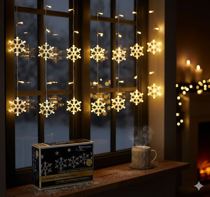 OecoLux Christmas Schneeflocken Vorhang 6 Stränge 30 Teile Deko Innen