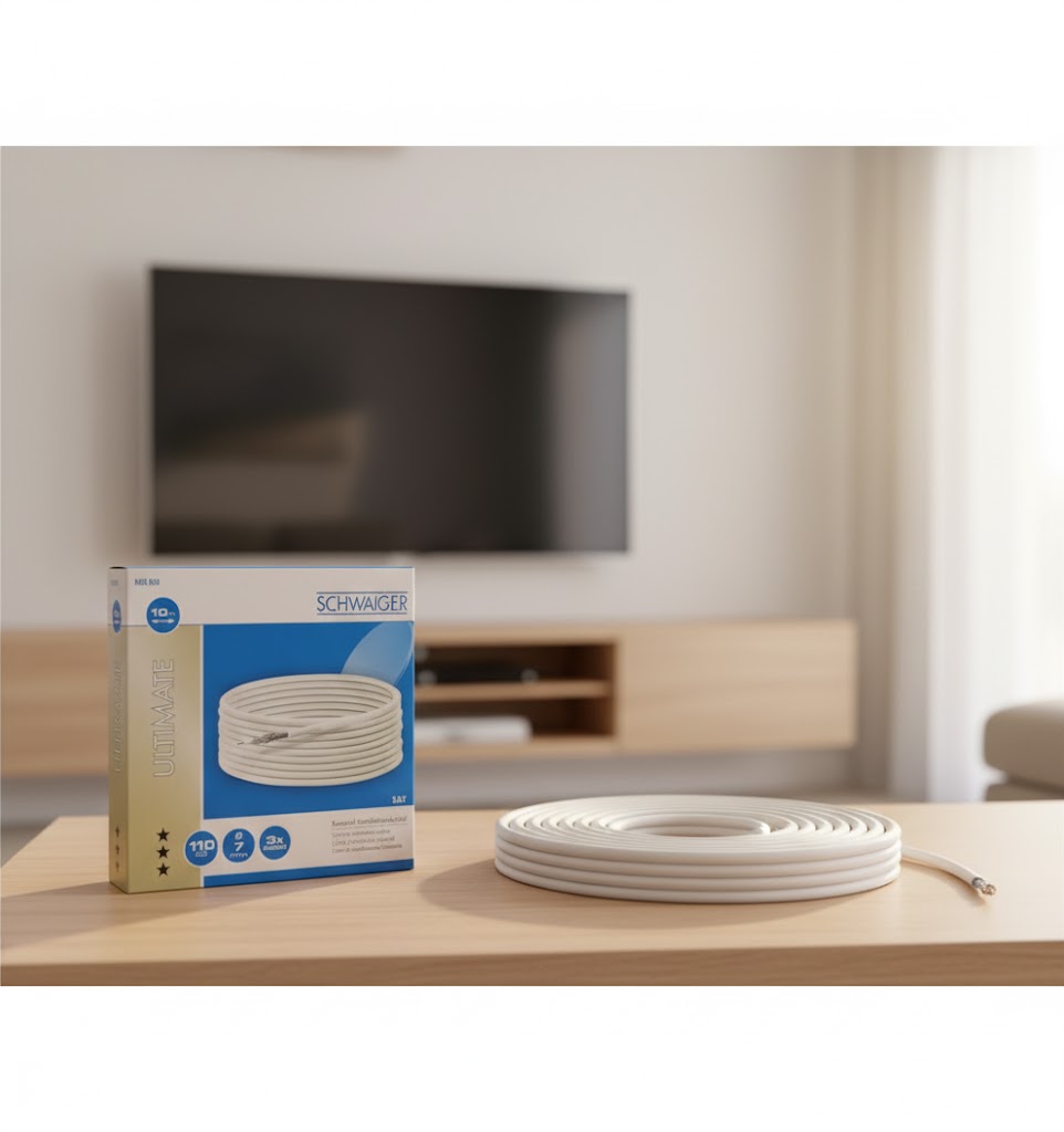 Schwaiger KOX 810 Koaxial Installationskabel 10 Meter, 110dB, 7mm, 3x Shielded