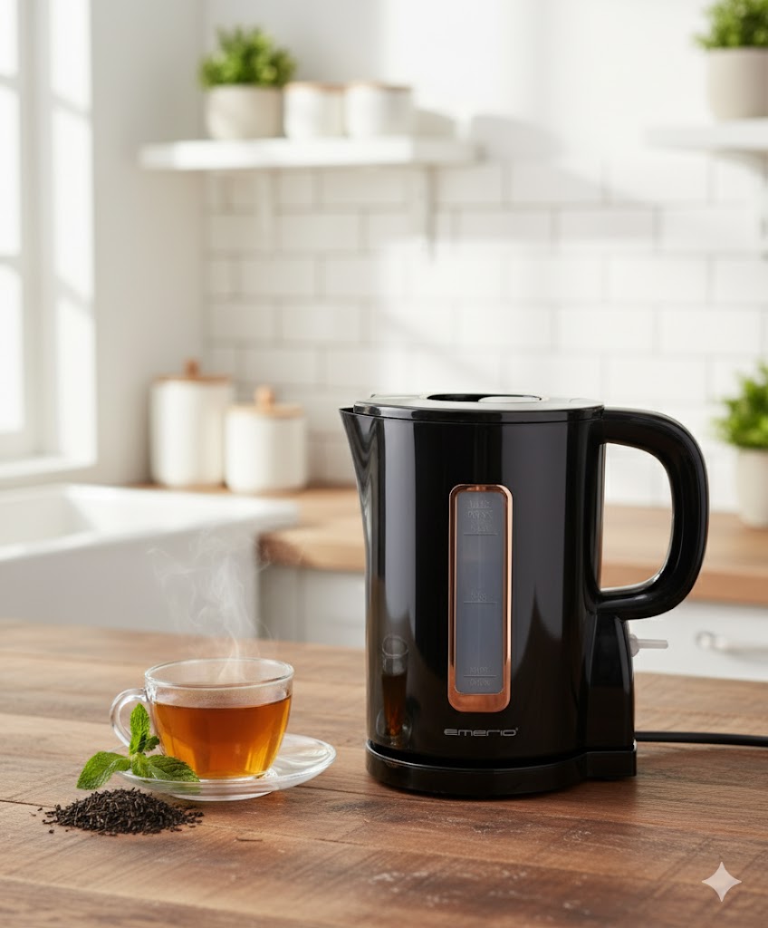 Emerio Wasserkocher WK-125130, schwarz, 1,7 Liter, 2200 Watt, mit Kunststoffgehä