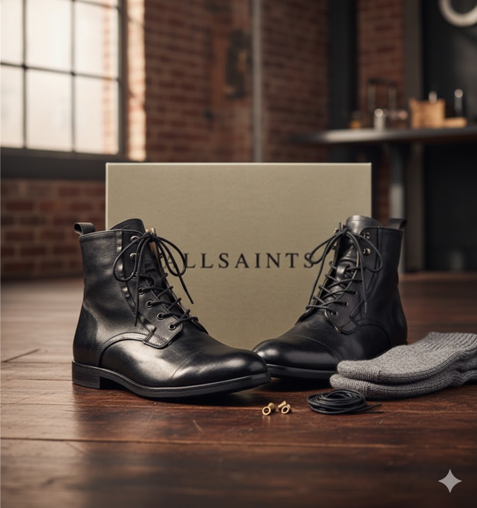 Allsaints Mikkel Herren Lace-Up Boots Schwarz Gr. 44 Stiefel Schuhe