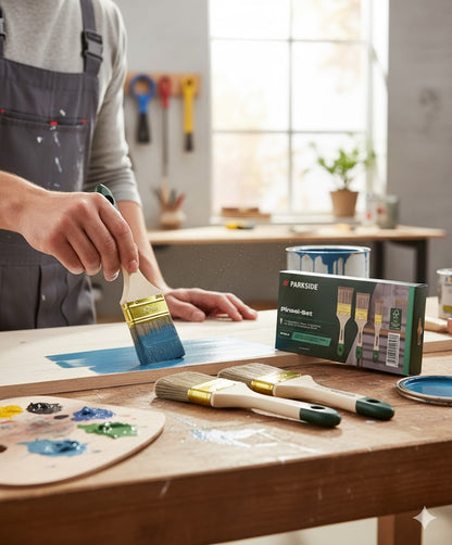 Parkside Pinsel-Set 3 Teilig Lasur, Holzlasur, Hochwertig, Neu