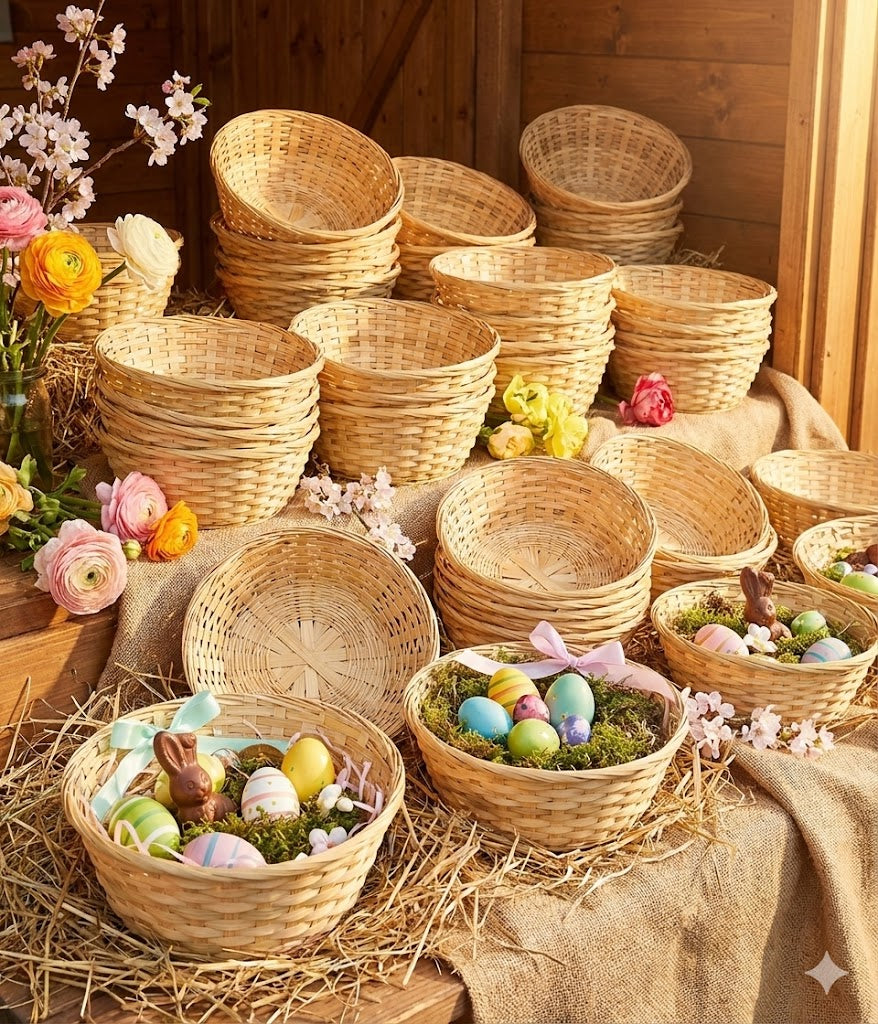 Com-Four 35 Stück Osterkörbchen geflochten 20cm Durchmesser Ostern