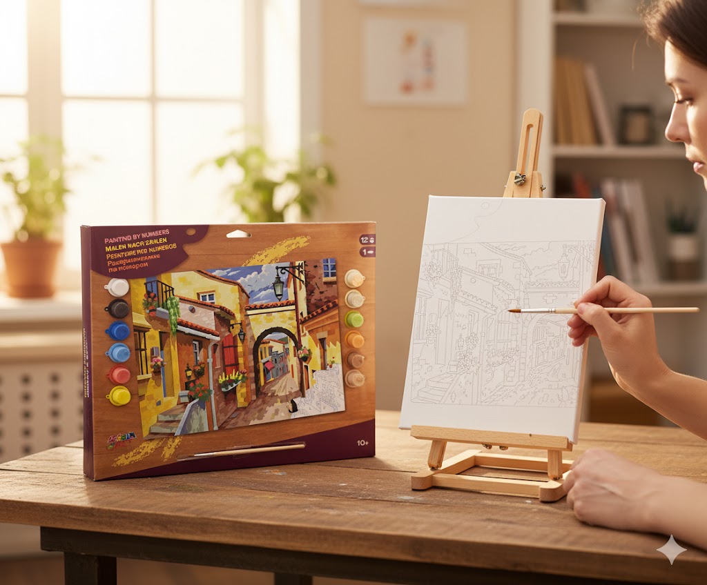 Malen nach Zahlen, Italienische Altstadt, Bilder, Farben, Basteln