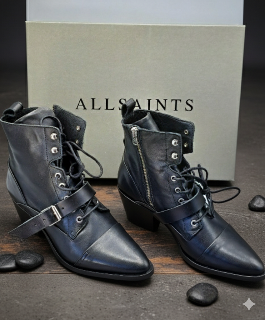 Allsaints Katy Zip Boots, Calf, Schwarz Größe 39