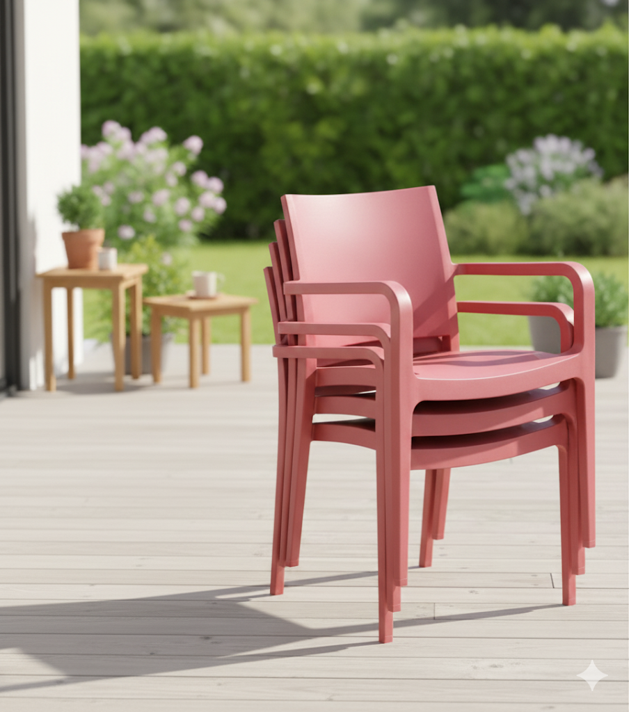 4x GREEN LOUNGE Stapelstühle fiberglasverstärkt Tragkraft bis 200kg