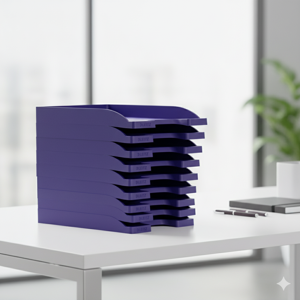 9x Leitz Plus LT Slim Blue, Ablage, Flacher Briefkorb