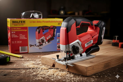 WALTER 20V Li-Ion Akku Pendelhub Stichsäge Ladegerät 3 Sägeblätter Ladestation