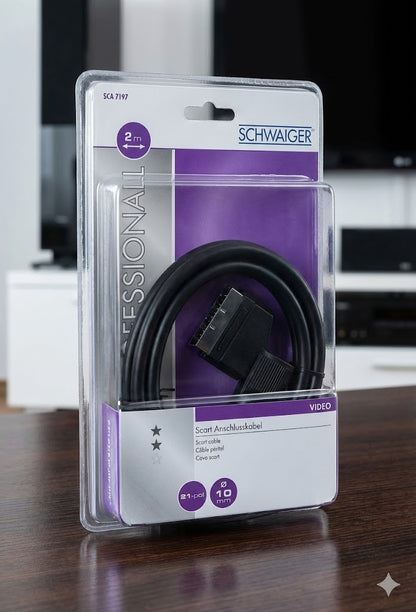 SCHWAIGER SCA7197 Scart Kabel 2m 533 Stecker 1-polig Schwarz TV AV