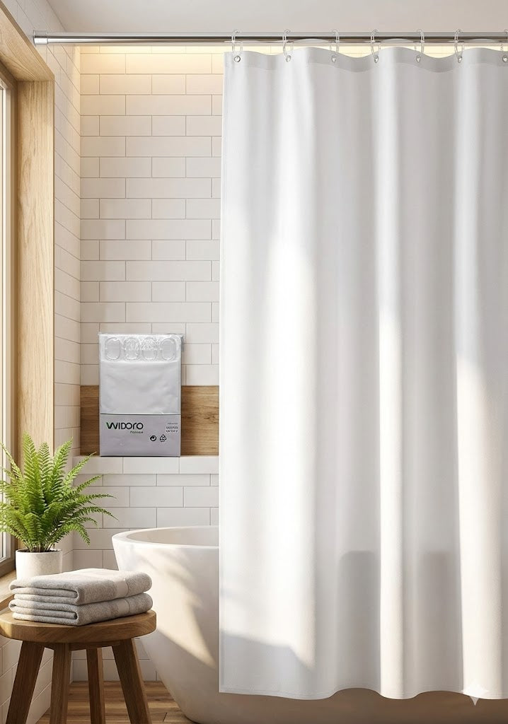 Widoro Premium Duschvorhang 120x200 cm Weiß – Modern & Wasserabweisend 🚿✨