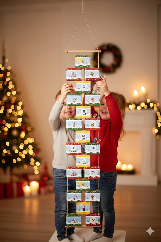 ROTH Adventskalender zum Befüllen - 24 Adventsboxenkette für Kinder mit 24 Boxen