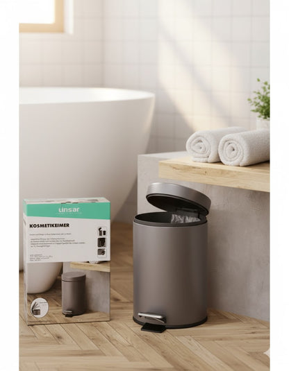 Linsar Kosmetikkeimer 3 Liter Matt Grau Abfalleimer Badezimmer Mülleimer